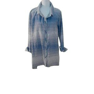 Ali Miles Button Front Crinkle Style Tunic Top Size L